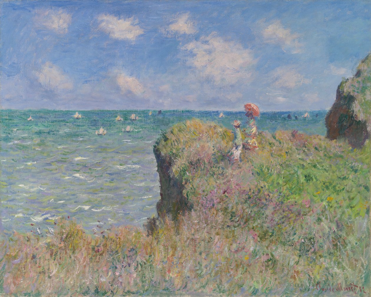 Passeggiata sulla scogliera a Pourville, 1882 da Claude Monet