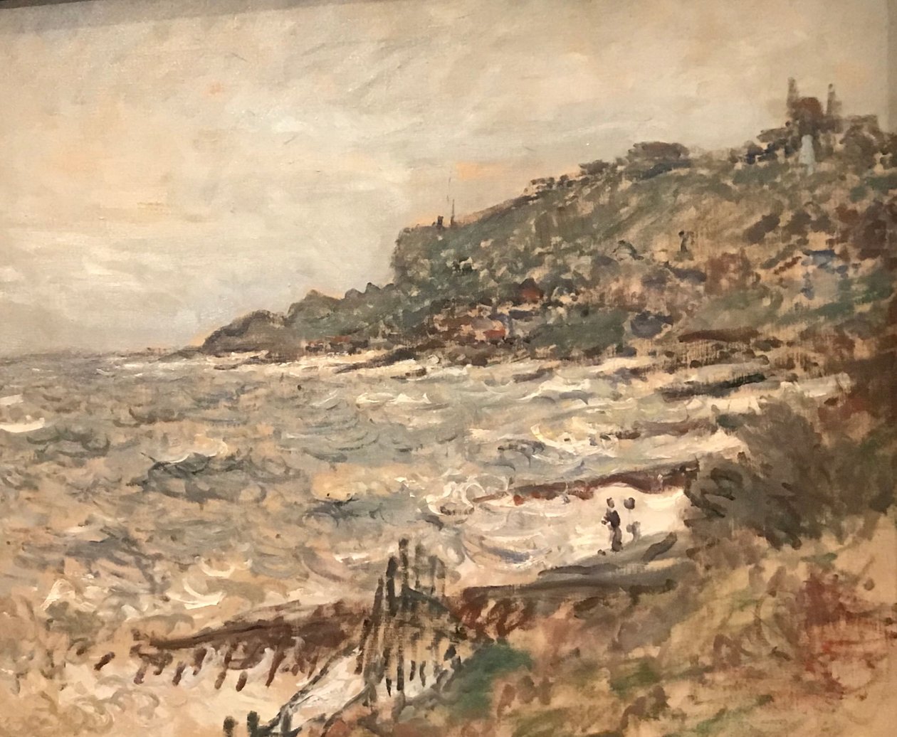 Francese: Falaise de Sainte-Adresse, tempo grigio da Claude Monet