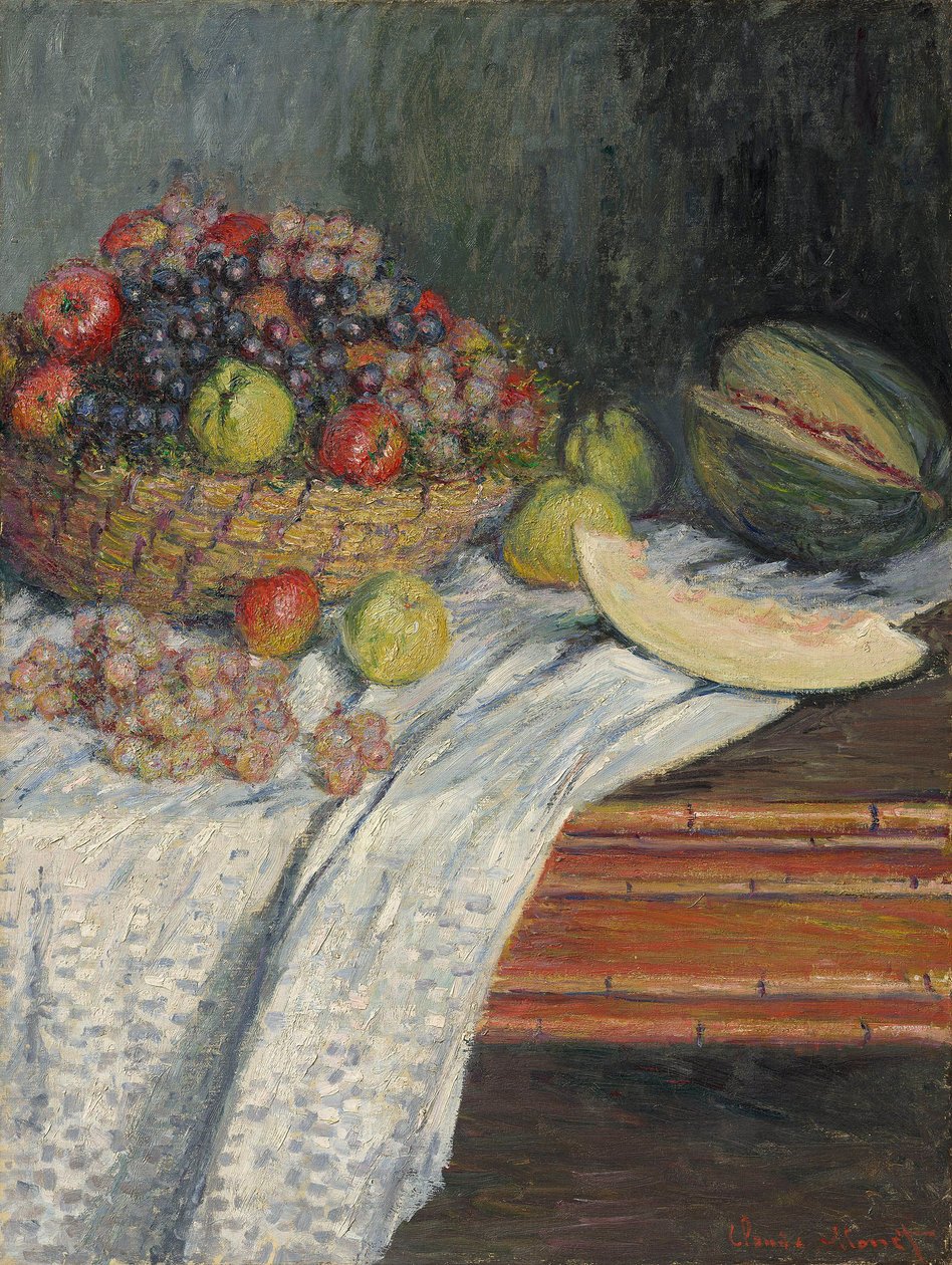 Tedesco: Natura morta con un melone spagnolo Natura morta con un melone di melone da Claude Monet