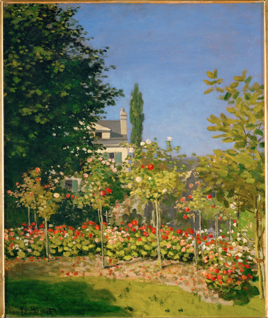Jardin en fleurs a Sainte-Adresse (olio su tela) da Claude Monet