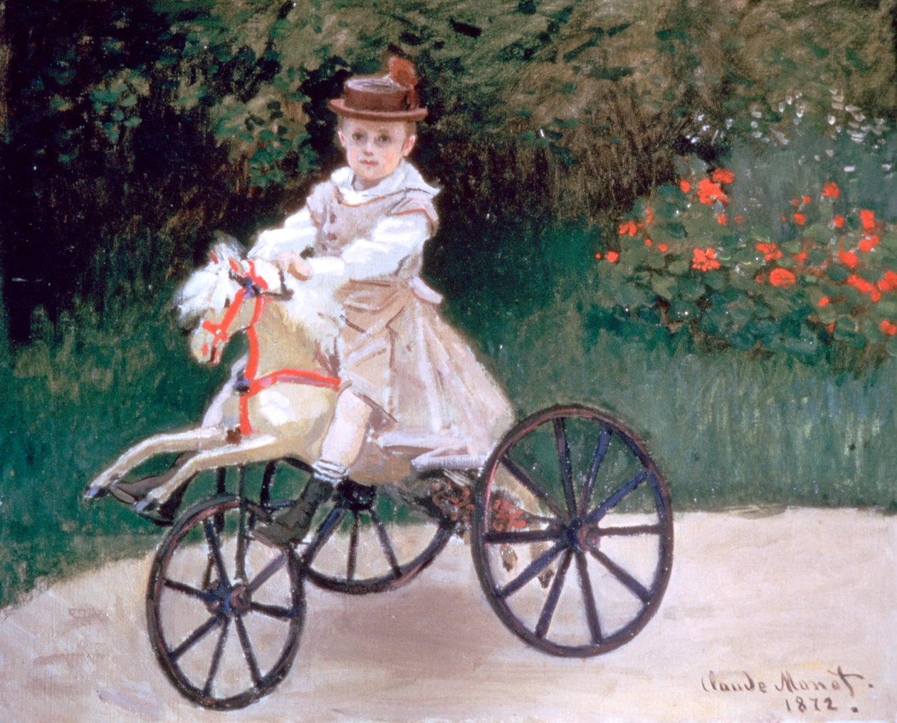 Jean Monet su un cavallo meccanico, 1872 da Claude Monet