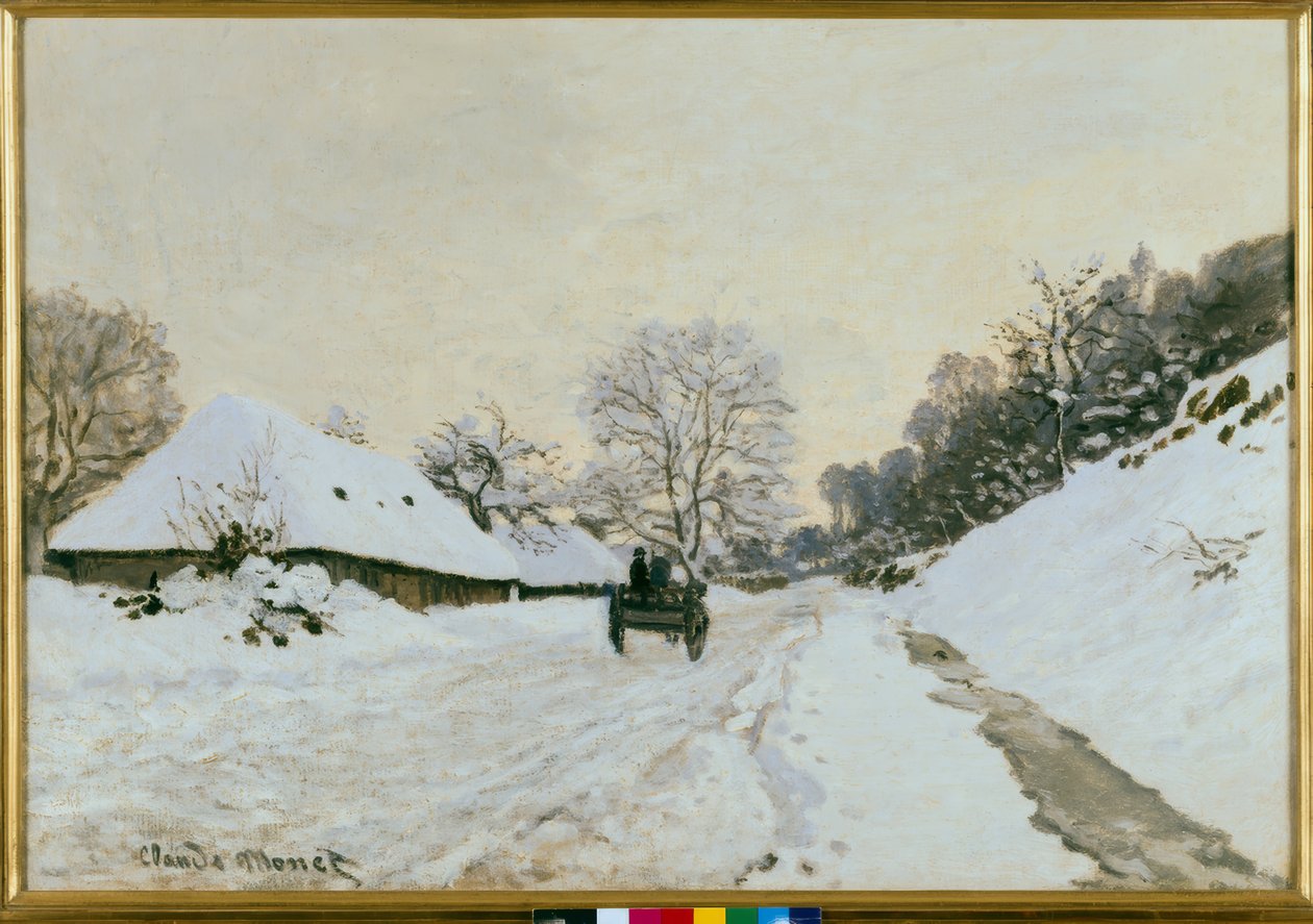 Il carretto. Strada sotto la neve a Honfleur da Claude Monet