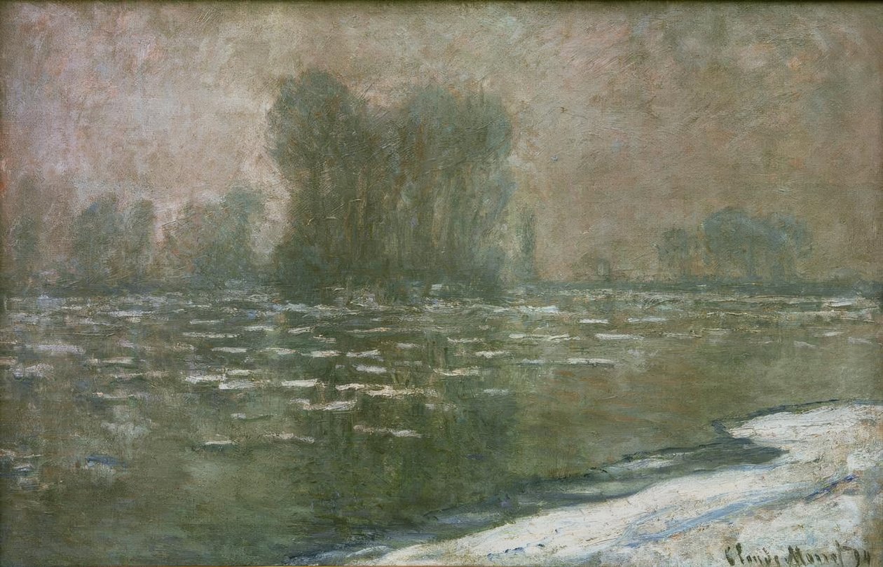 Mattina nebbiosa, disgelo (Ghiaccio in un mattino nebbioso) da Claude Monet
