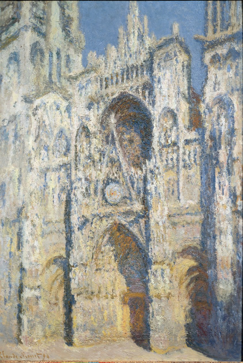 Cattedrale di Rouen, il portale e la torre Saint Romain, effetto sole pieno, armonia blu e oro da Claude Monet