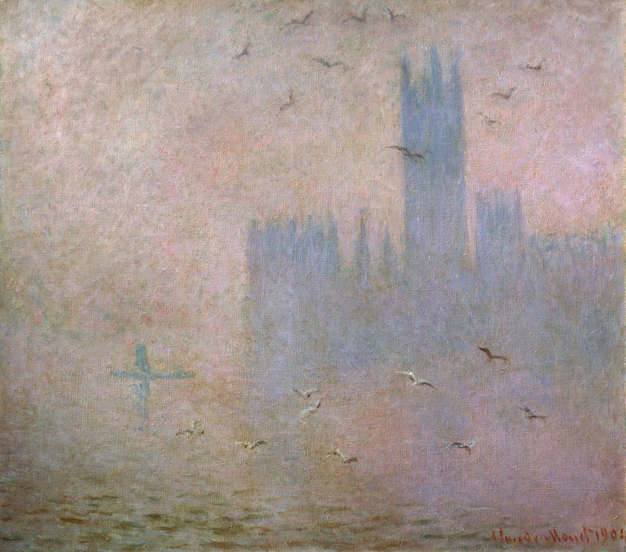 Gabbiani. Il Tamigi a Londra. Le Case del Parlamento, 1903-1904 da Claude Monet