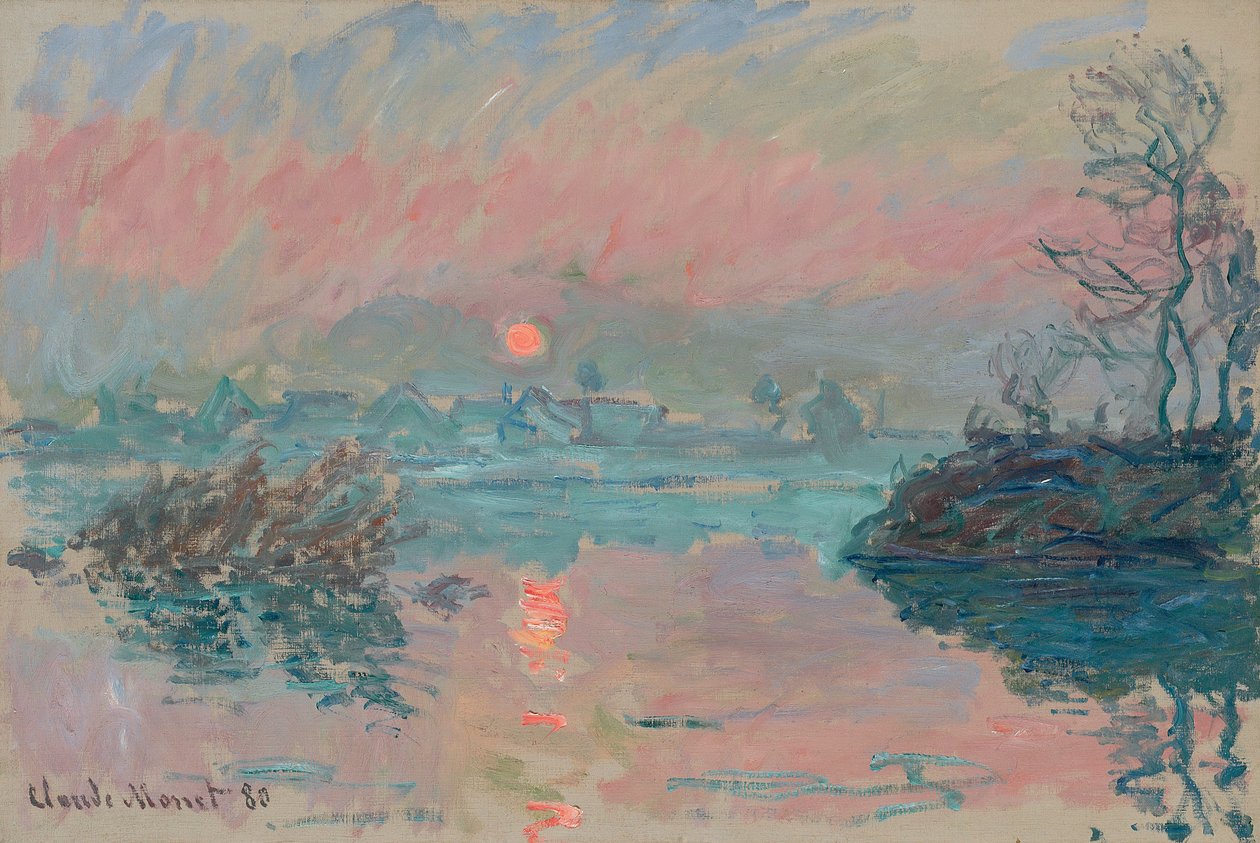 Tramonto a Lavacourt; Coucher de soleil a Lavacourt, 1880 da Claude Monet