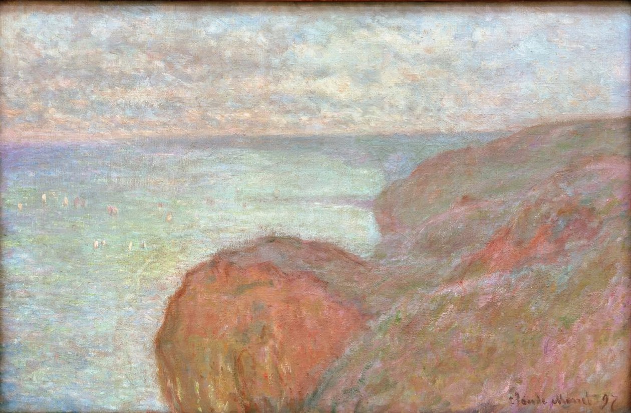 Sulla scogliera vicino a Dieppe, cielo nuvoloso da Claude Monet