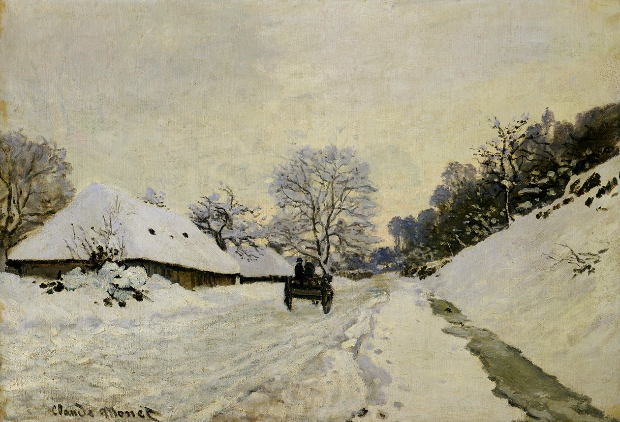 Il carro, o strada sotto la neve a Honfleur, 1865 da Claude Monet