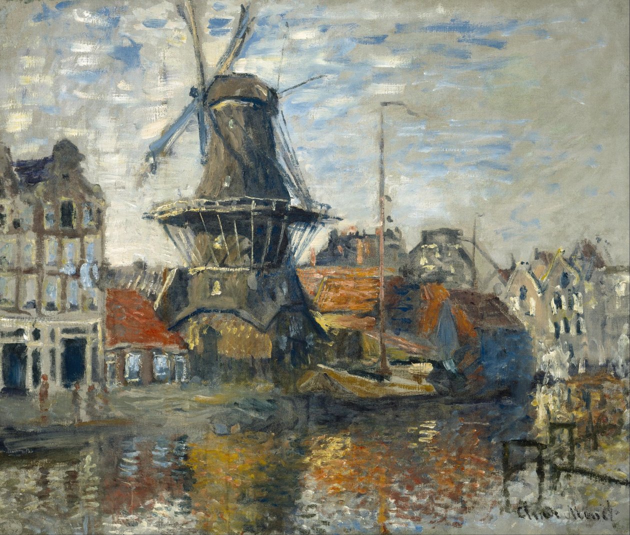 Il mulino a vento sul canale Onbekende Gracht, Amsterdam da Claude Monet