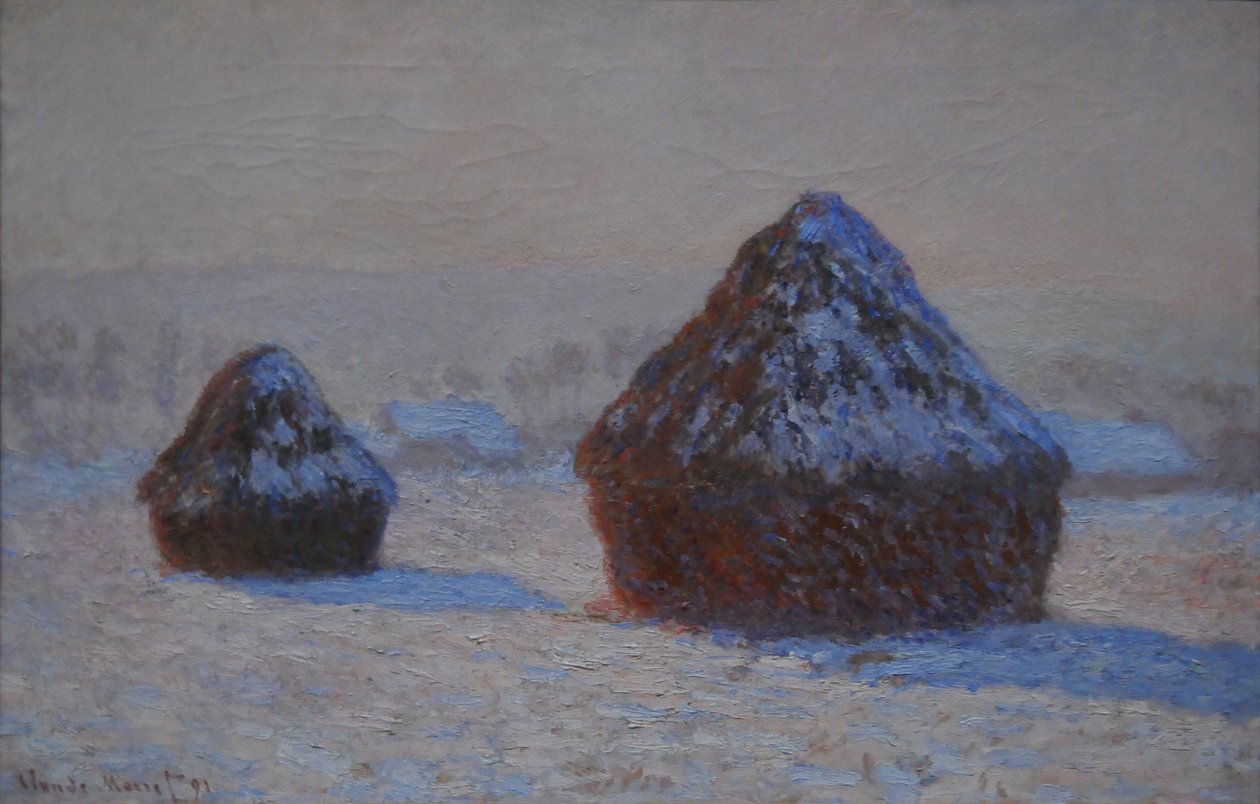 Covoni di grano, effetto neve, mattina, 1891 da Claude Monet
