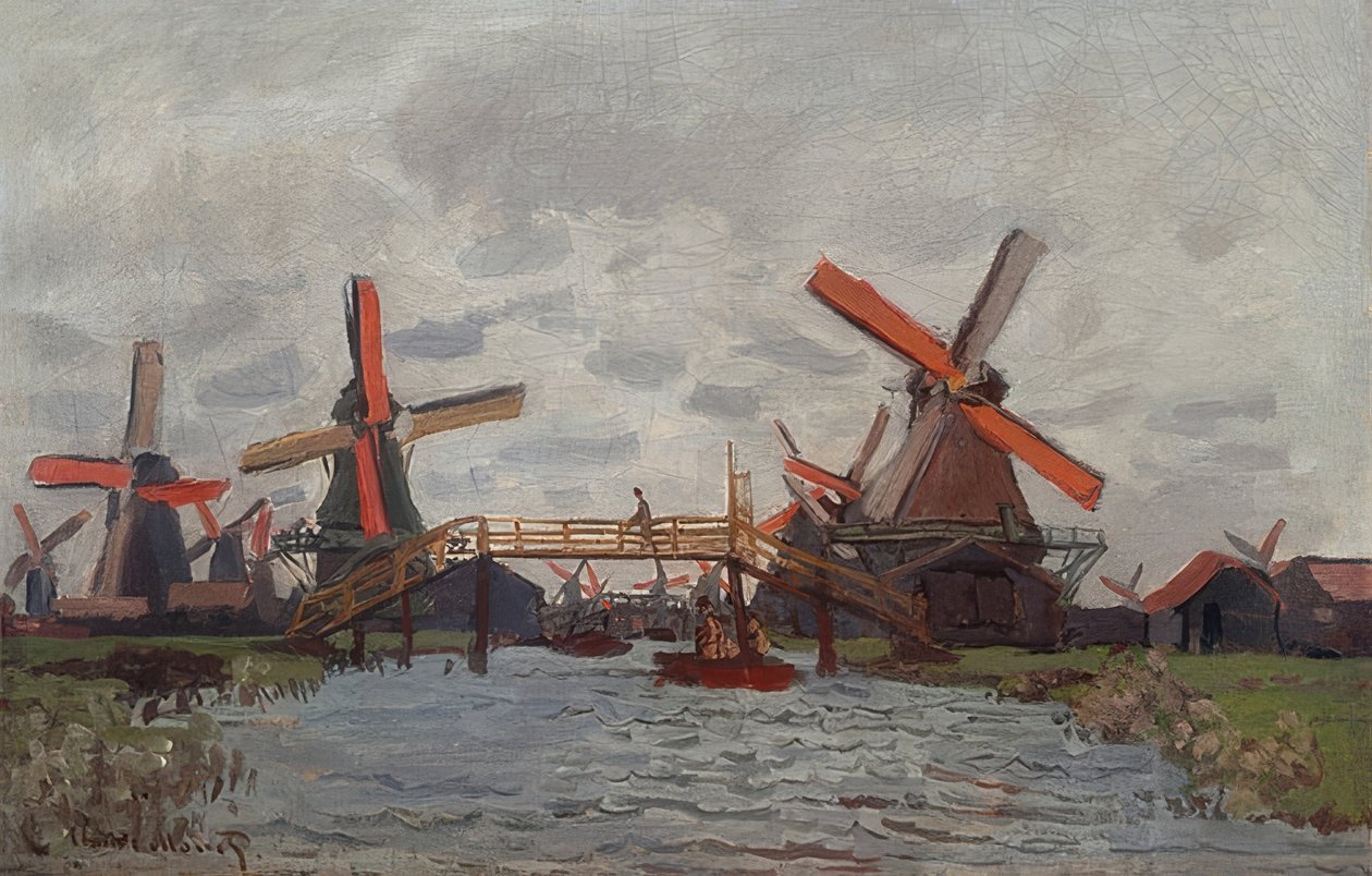 Mulini a vento a Westzijderveld vicino a Zaandam da Claude Monet