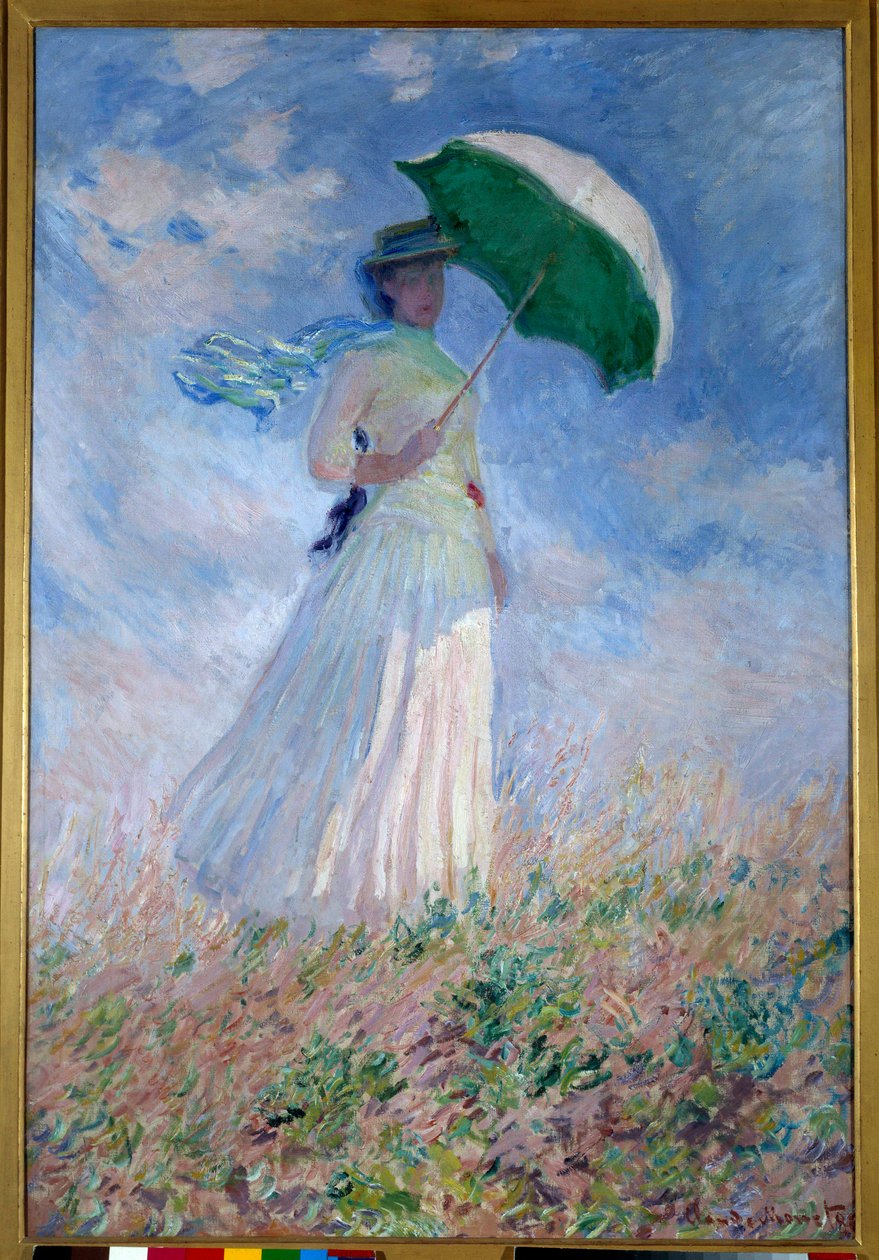 Donna con parasole rivolta a destra da Claude Monet