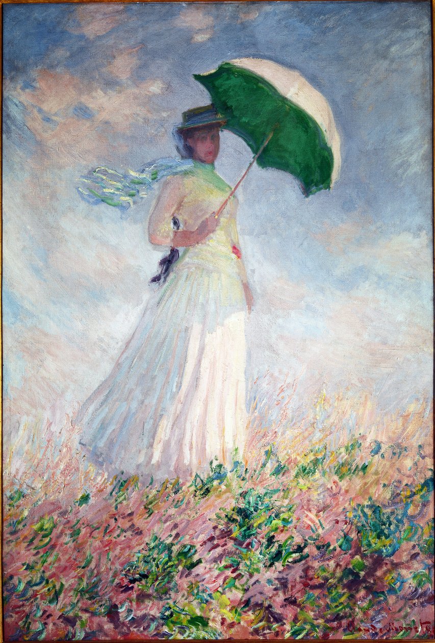 Donna con un parasole girata a destra da Claude Monet