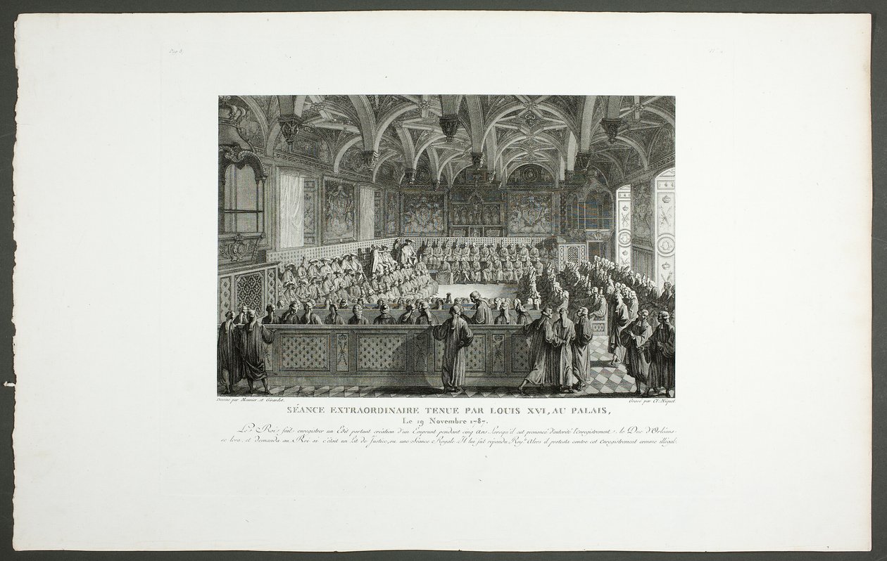 Sessione speciale tenuta da Luigi XVI a Palazzo, dalla serie Tableaux historiques de la Révolution française da Claude Niquet