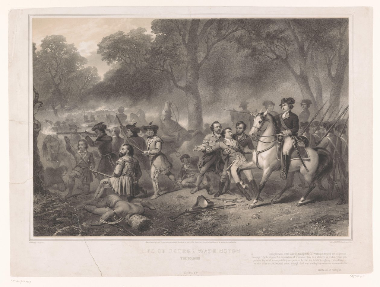 George Washington nella battaglia di Monongahela da Claude Régnier