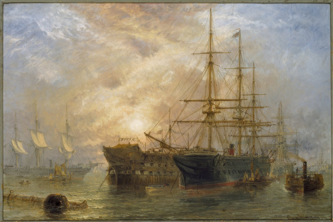 Le navi da trasporto di Sua Maestà ricevono rifornimenti a Portsmouth da Claude T. Stanfield Moore