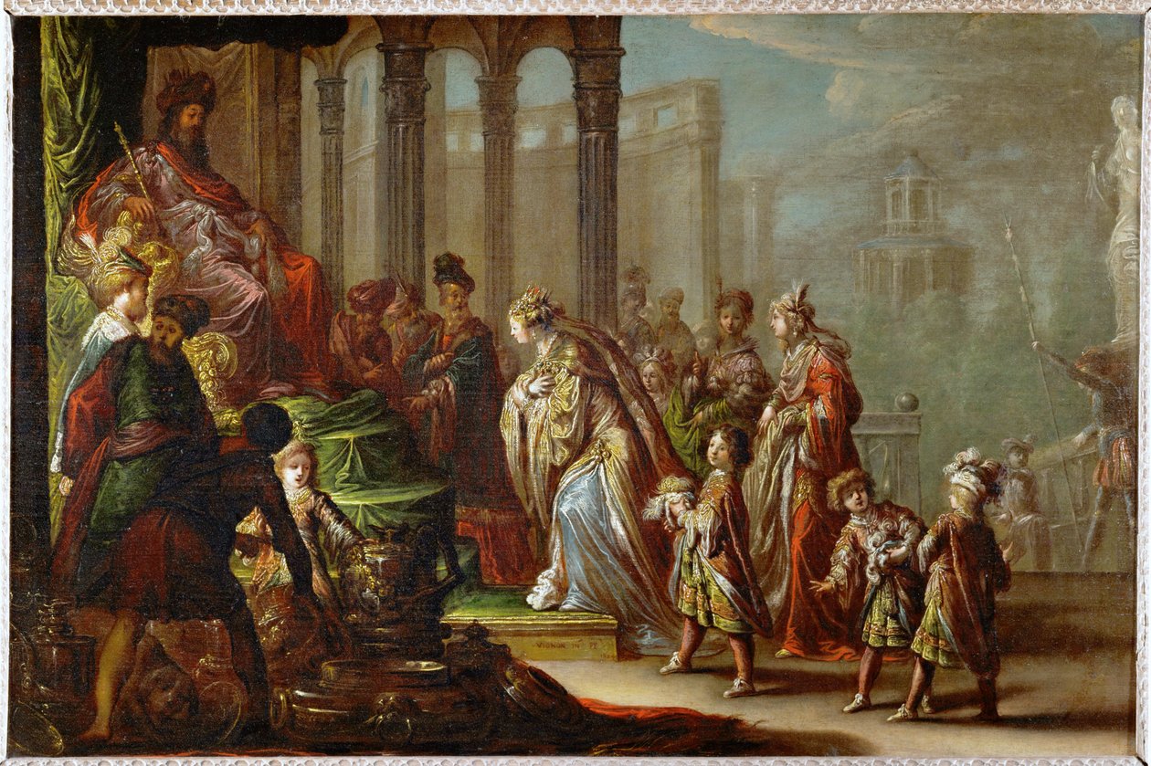 Salomone e la regina di Saba, nota anche come Ester prima di Assavero ... da Claude Vignon