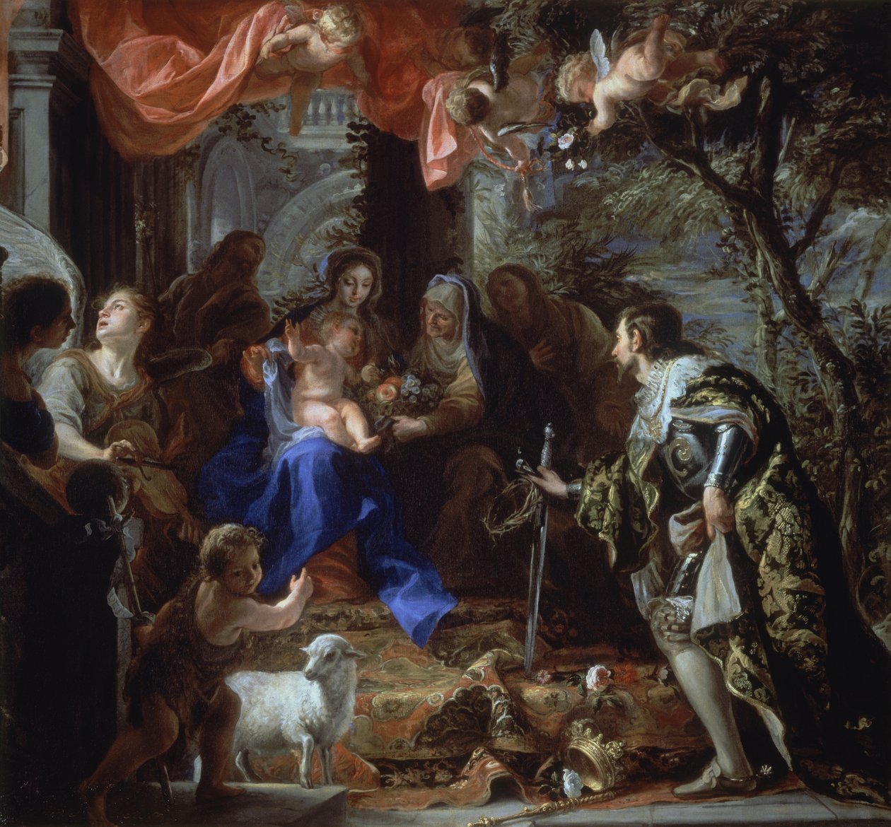 La Vergine e il Bambino adorati da San Luigi, Re di Francia, c.1665 da Claudio Coello
