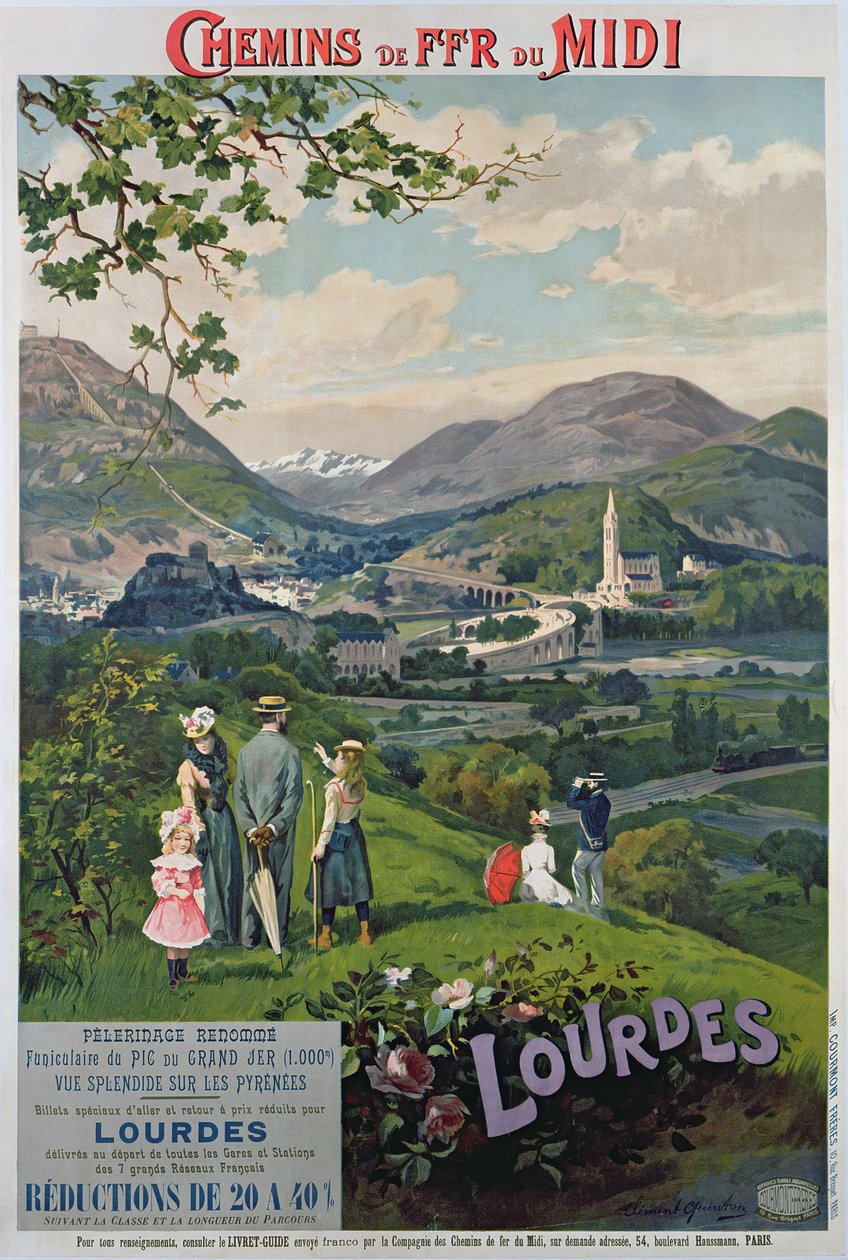 Poster pubblicitario di Lourdes, Francia da Clement Quinton