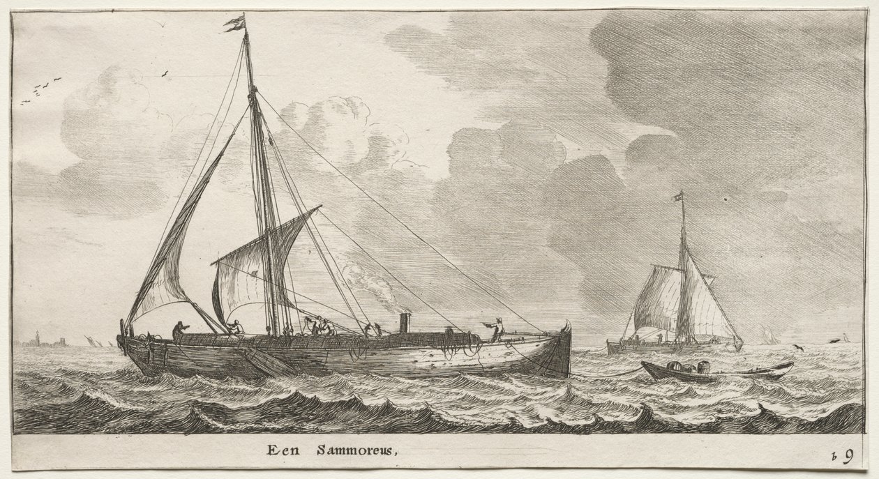 Varie navi e vedute di Amsterdam (Verscheÿde Schepen en Gesichten van Amstelredam), Parte II: Un mercantile da Clement de Jonghe