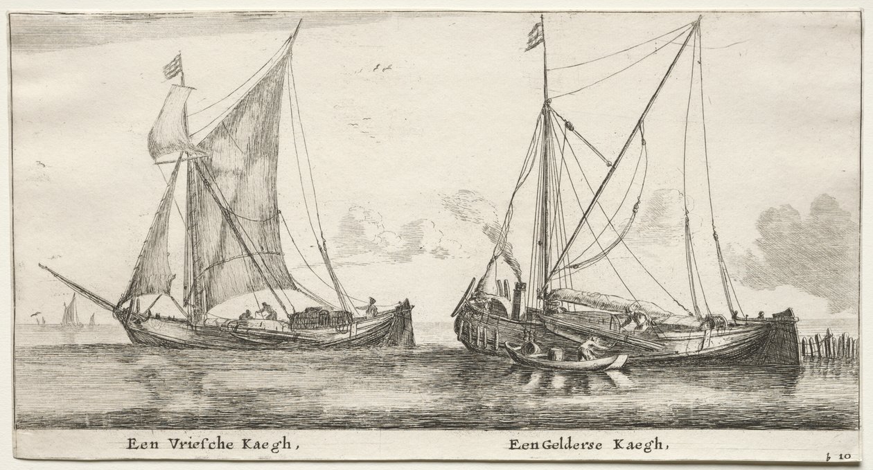 Varie Navi e Vedute di Amsterdam, Parte II: Un Bilander Frisone. Un Bilander Geldersche da Clement de Jonghe