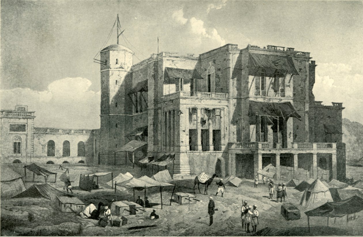 Vista frontale della Residenza, Lucknow, dopo il soccorso, c1858, 1901 da Clifford Henry Mecham