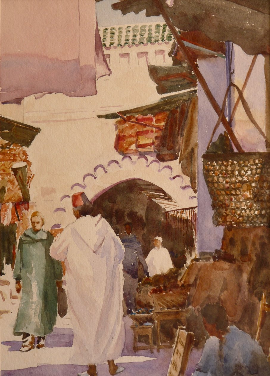 Souk des teinturiers, Marrakech, 2001 (acquerello) da Clive Wilson
