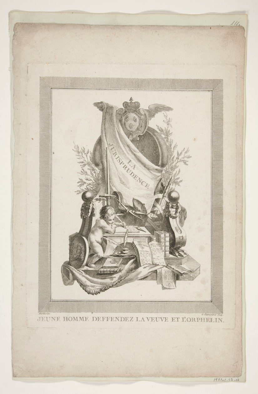 Undici fogli da Nouveaux Trophees et Cartouches rappresentant les arts et les sciences da Clément Pierre Marillier