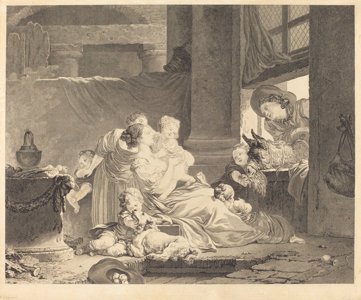 La famiglia del contadino da Clément Pierre Marillier and Antoine Louis Romanet after Jean Honoré Fragonard