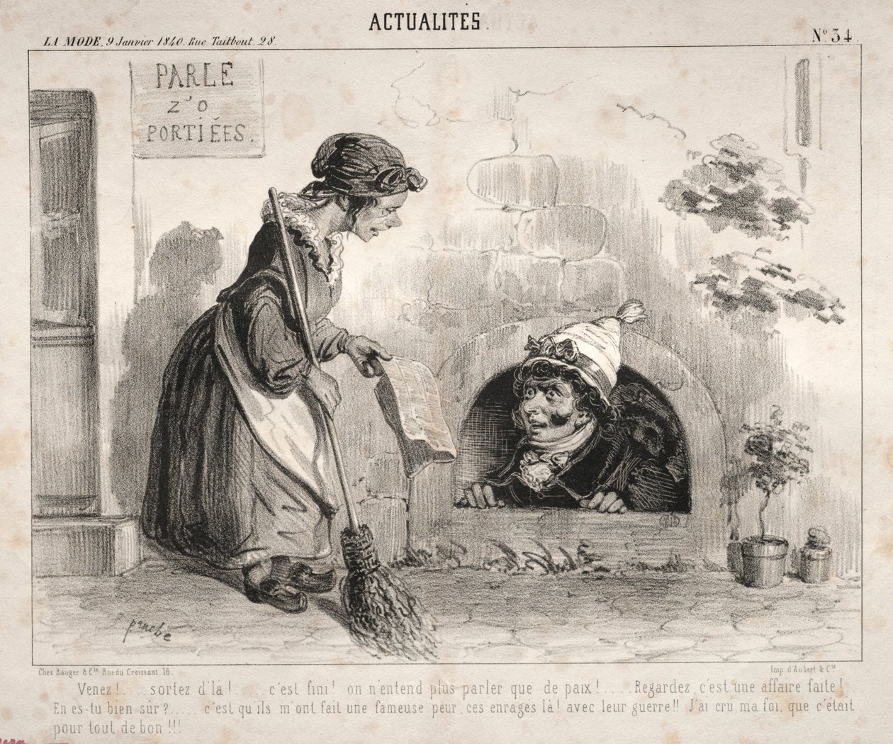 Actualités: Venez! ...sortez dla! ... cest fini! on nentend plus parler que de paix!.... da Clémente Pruche