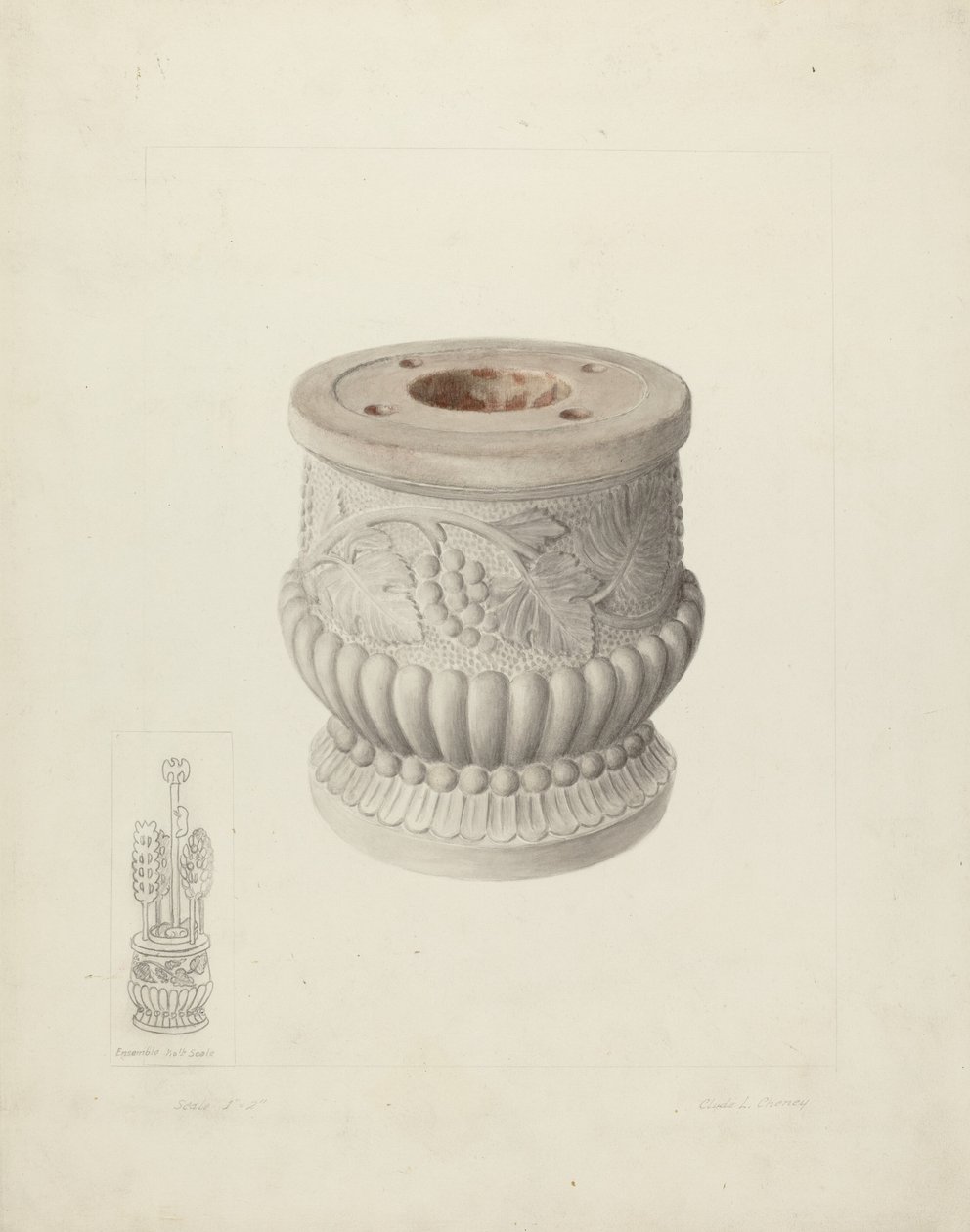 Urna di pietra scolpita da Clyde L. Cheney
