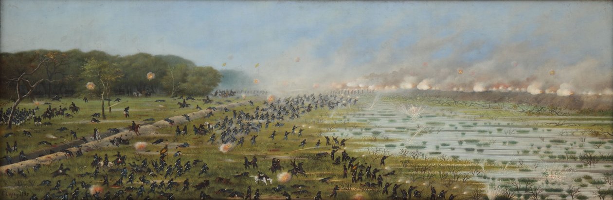 Assalto della prima colonna brasiliana a Curupaytí da Candido Lopez
