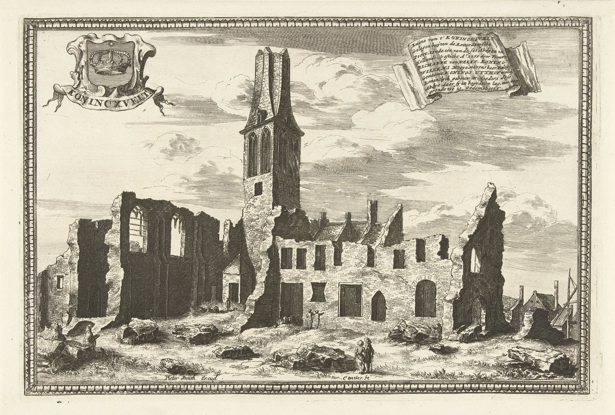 Veduta delle rovine del monastero di Koningsveld da Coenraet Decker
