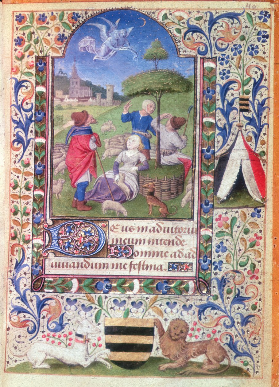 Codice 1929, f.40: Annunciazione ai pastori, 1450-75 da Coeting Master