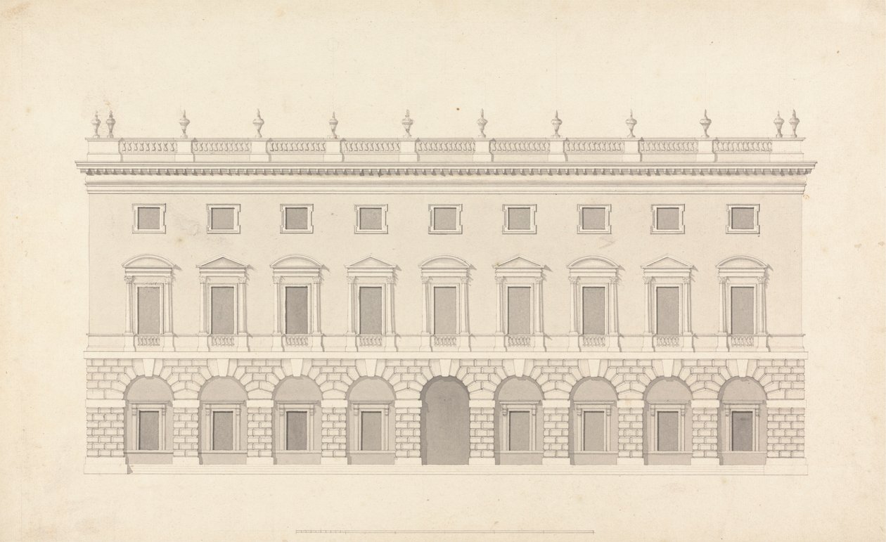 Casa di città non identificata: Elevazione frontale da Colen Campbell