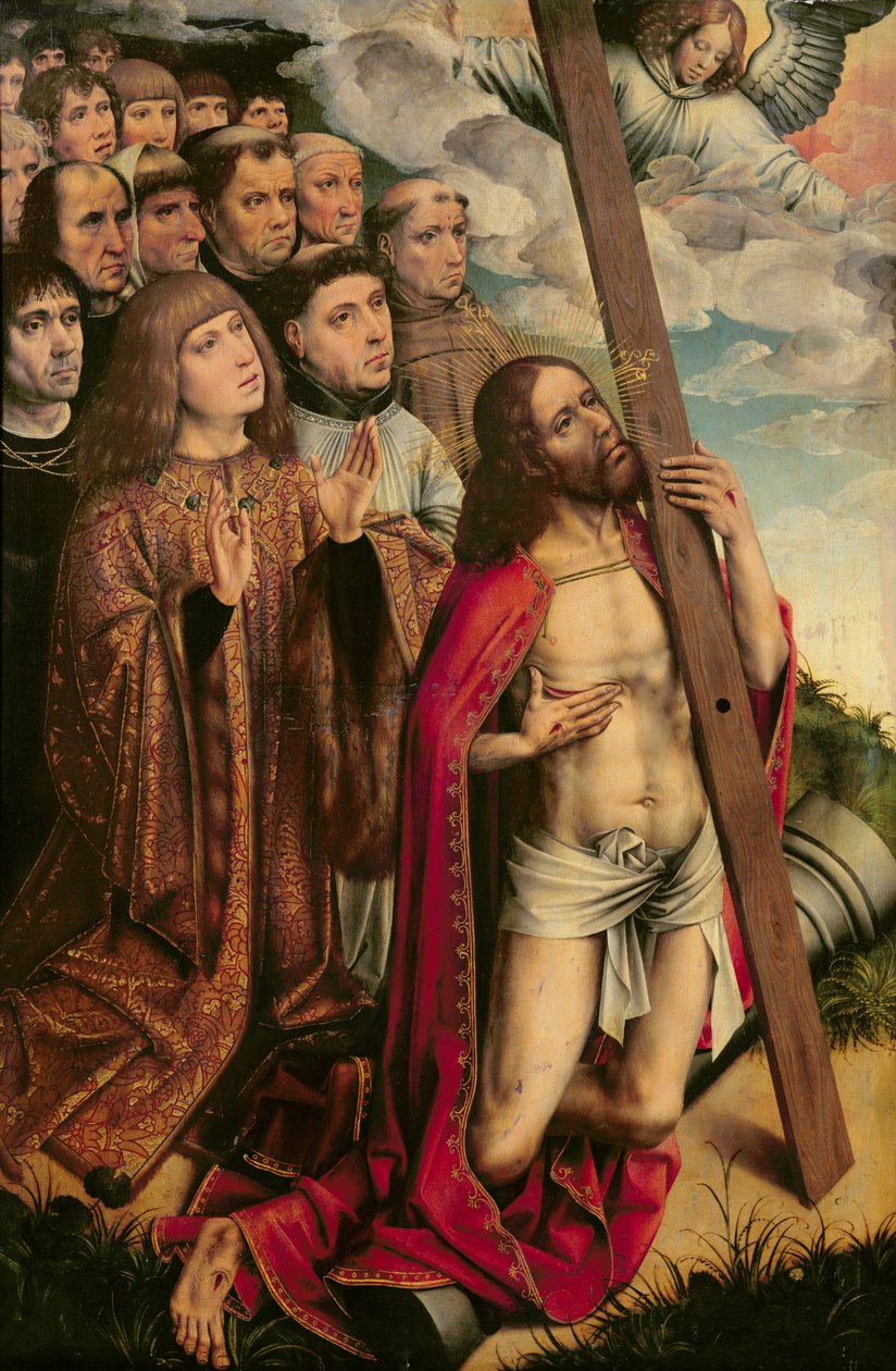 Cristo Mediatore con Filippo il Bello (1478-1506) e il suo seguito, pannello sinistro di un altare da Colijn de Coter