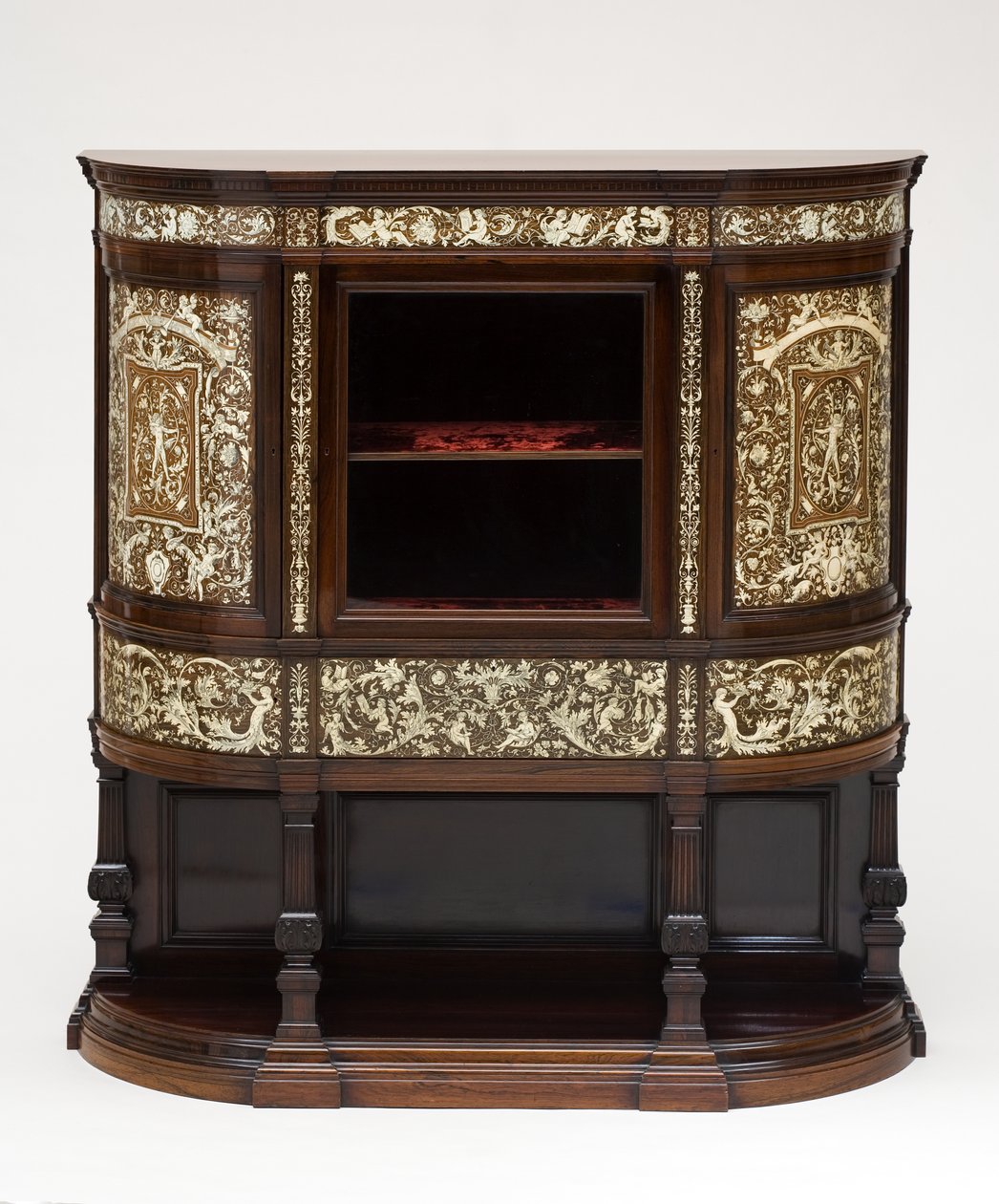 Vetrina, c.1890 (palissandro intarsiato con avorio, rivestimento originale in velluto) da Collinson and Lock
