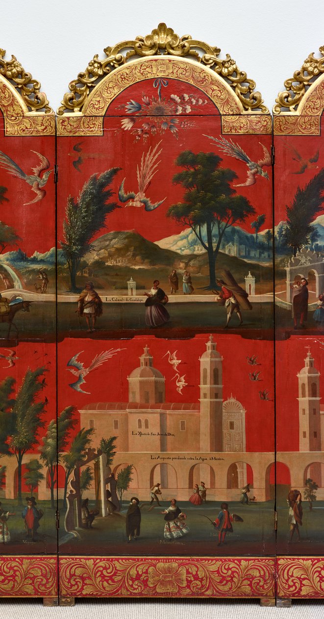 Biombo con vedute di Città del Messico da Colonial Spanish