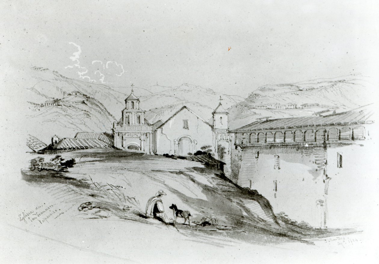 La Chiesa di San Francisco, Valparaiso, 1834 da Conrad Martens