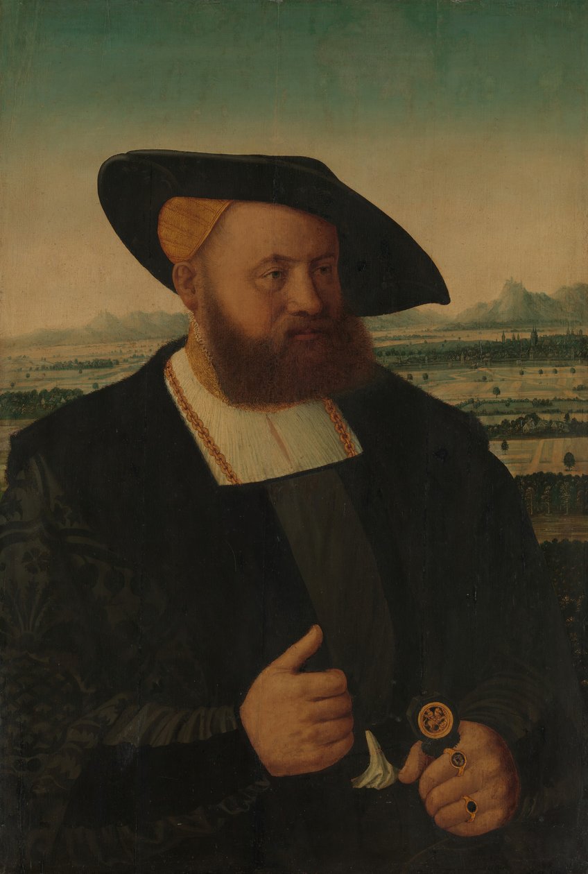 Ritratto di un uomo con una testa di moro sul suo anello con sigillo da Conrad Faber von Creuznach