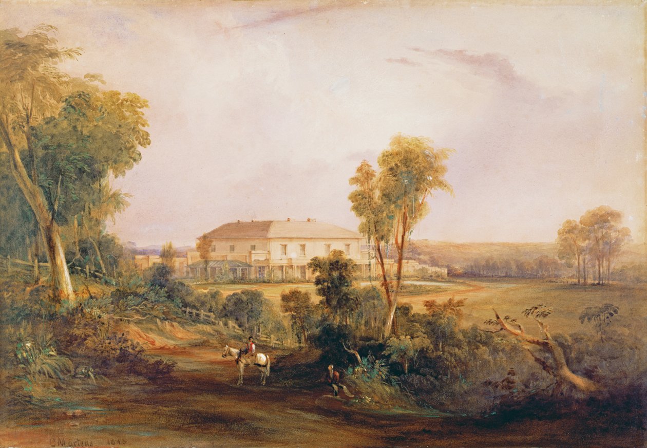 Camden Park House, casa di John MacArthur (1767-1834), 1843 da Conrad Martens
