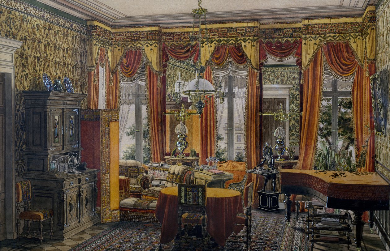 Salotto di Berlino, acquerello di Conrad von Muralt da Conrad von Muralt