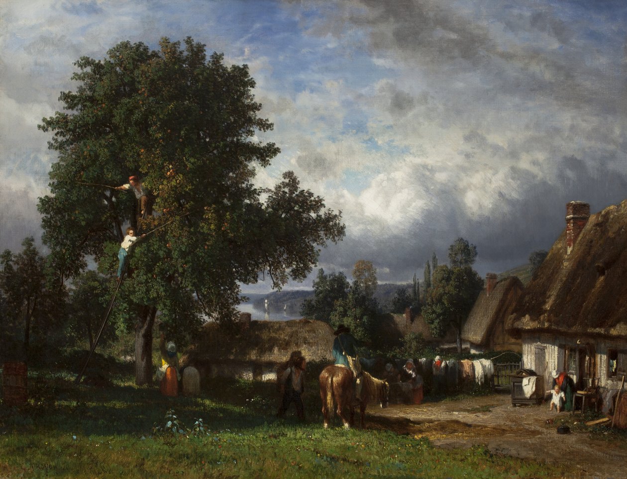 Raccolta di mele in Normandia, 1835-65 da Constant Emile Troyon