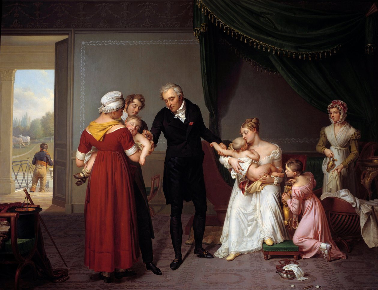 Alibert vaccina un bambino al Castello di Liancourt da Constant Joseph Desbordes