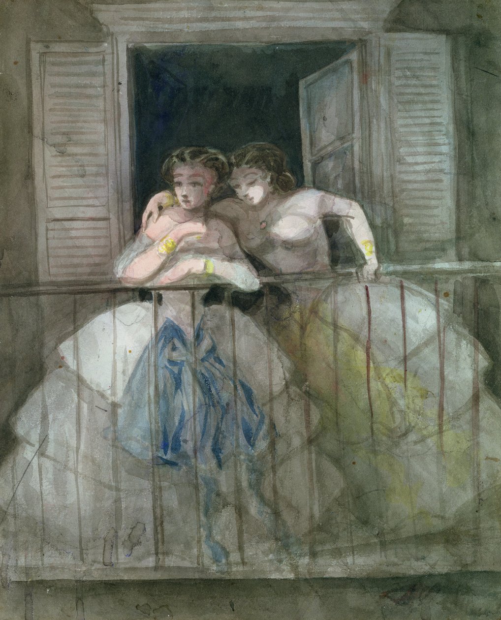 Ragazze sul balcone, 1855-60 da Constantin Guys