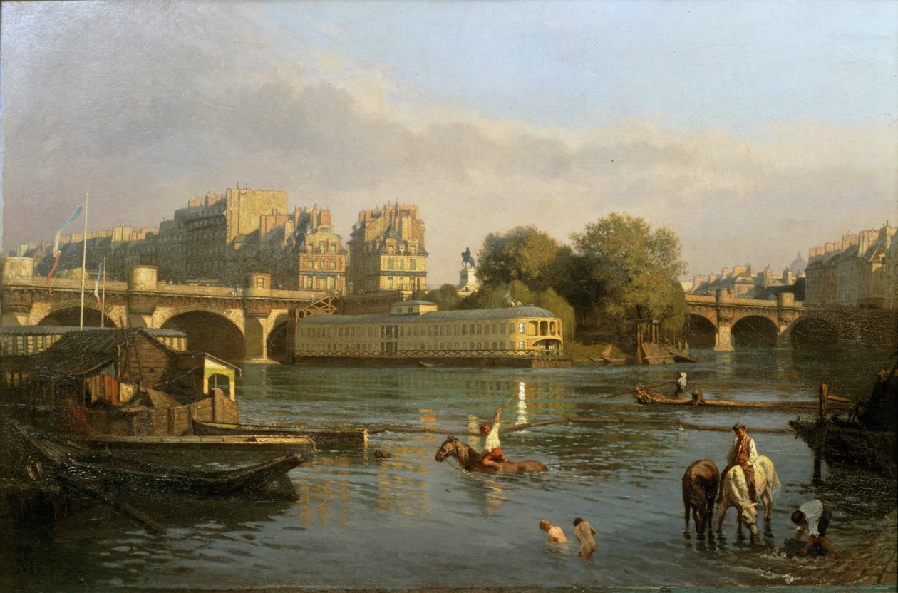 Pont Neuf e Ile de la Cite, Parigi ... da Constantin Emile Meunier