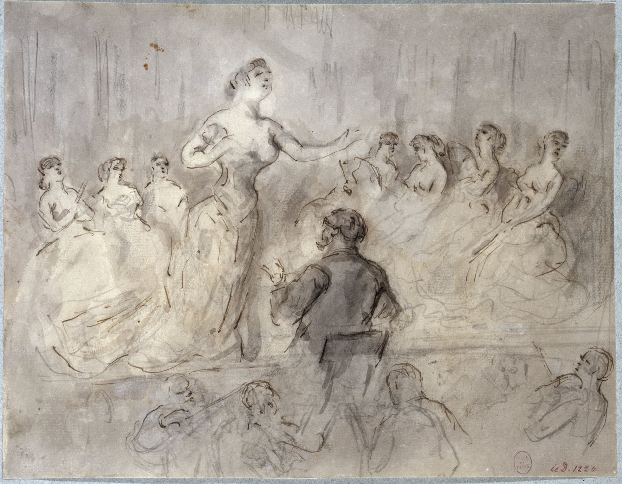Scena di café-concert, orchestra e cantanti, circa 1875-1880 da Constantin Guys