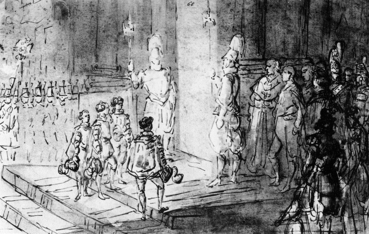 Guardie svizzere e soldati francesi in Vaticano, 1930 da Constantin Guys