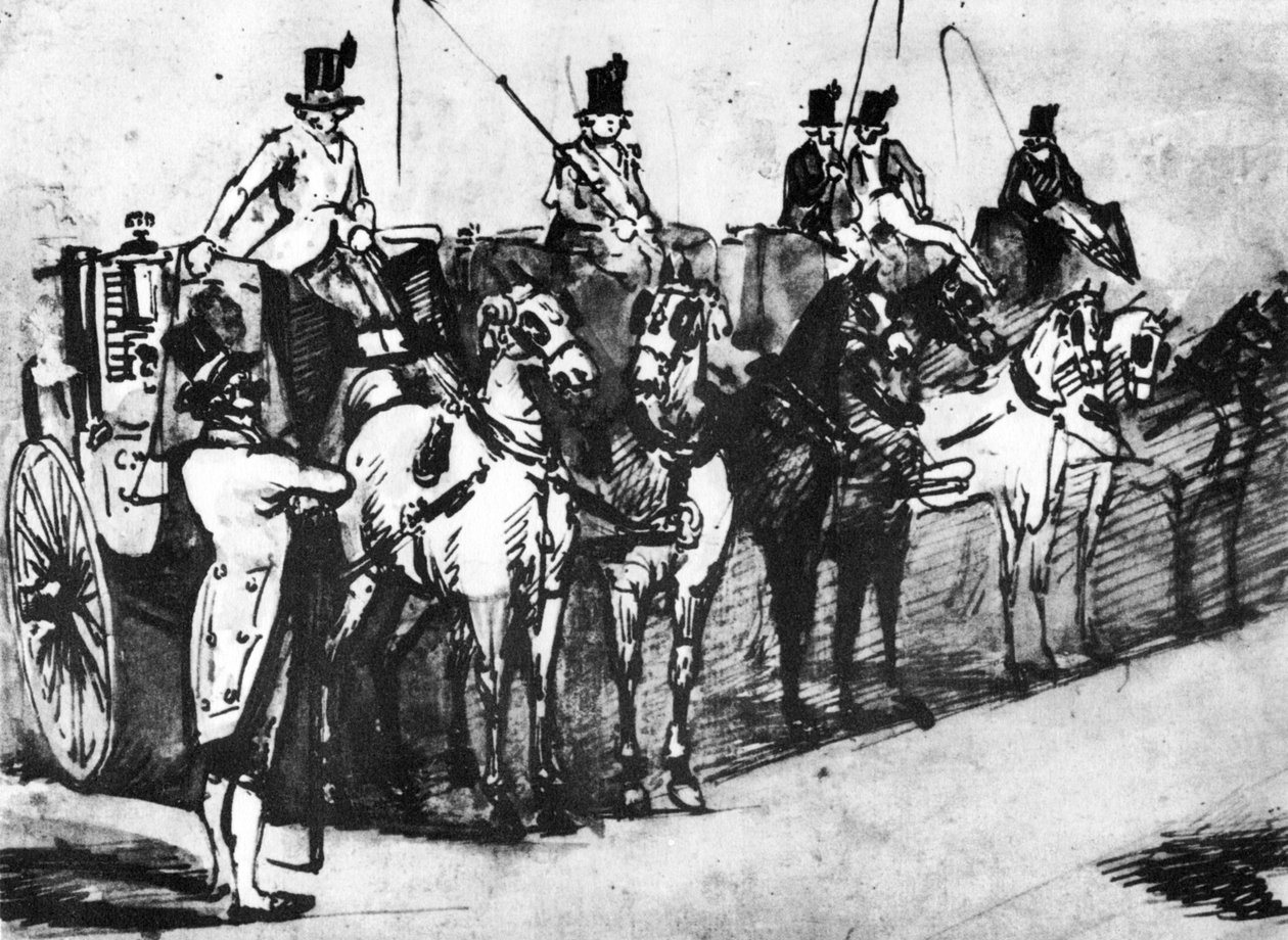 Carrozze in attesa, XIX secolo, 1930 da Constantin Guys