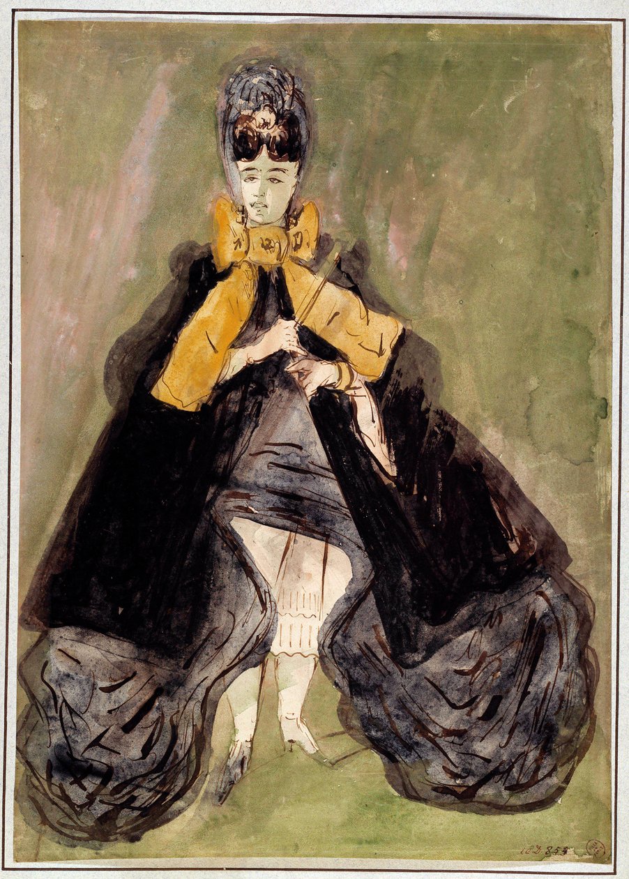 Donna con sfondo verde. Acquerello di Constantin Guys (1805-1892) XIX secolo. Parigi, Museo Carnavalet da Constantin Guys
